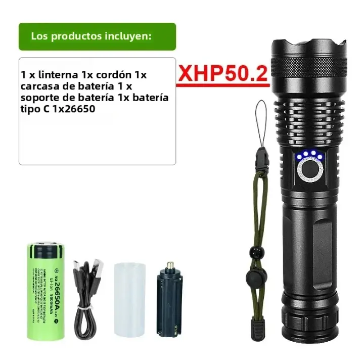 Linterna Táctica Recargable LED Super Brillante Portátil Con Alta Potencia Y Rango Largo Para Camping Y Emergencias Exterior - 1