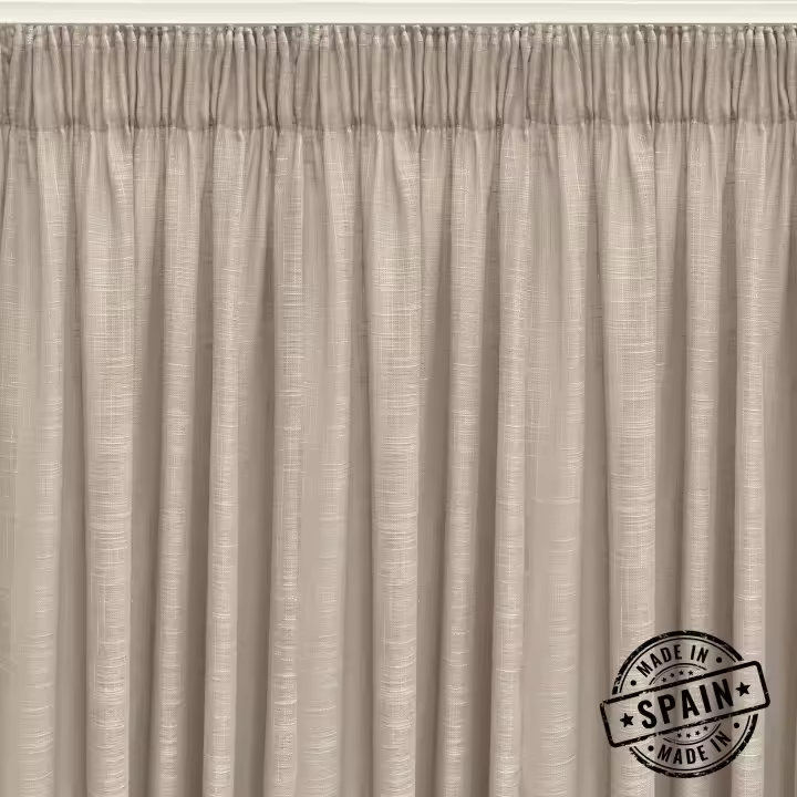 Cortina translúcida confeccionada cinta multifunción (cinta fruncidora o pasabarras). Visillos de calidad fabricados con materiales reciclados. Color gris. Cortinas para salón, dormitorio y cocina. Medidas: 140x270 Hecha en España. - 1