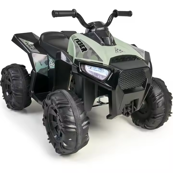 FEBER - Quad Boxer- Vehículo eléctrico a batería de 12V, con marchas adelante, atrás y freno, hasta 5 km/h, cargador incluido, 45 min de juego, de 3 a 5 años, Verde, Famosa (FEN03000) Versión actual - 1