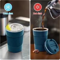 Termo Cafe, Taza Thermal 380Ml Tazas de Cafe, Taza Termo Cafe para Descargar Maple Inox sin BPA, Thermal Vase Café y Te in Prueba de Fugas, para Café Frío y Caliente, leche y té (Azul) - details 7