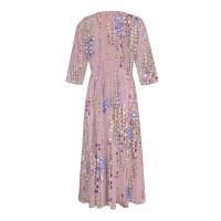Vestido Bohemio De Verano Para Mujer Estampado Floral Casual Manga Corta Botones Estilo Playa Midi Elegante Robe O-Neck - details 26
