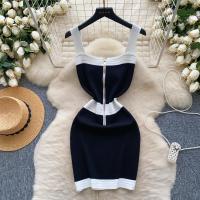 New Hotsweet Midi Bodycon Dress Diseño De Cremallera Sin Mangas Estilo Verano Playa Color Bloqueado Mujer Moda Elegante - details 2