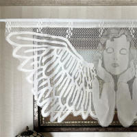 Enchufe Retro Blanco Angel Valance Para Decoración De Sala De Estar Cocina Café Translúcido De Tulle De Poliéster Jaquear Mediana Ventana - details 3