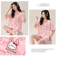Nuevo Set De Pijamas Para Mujer Con Manga Corta Y Shorts Estilo Manga De Estudiante Dibujos Animados Verano Loungewear Poliéster Cuello Redondo - details 5