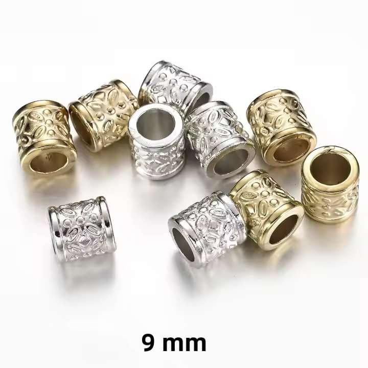 iYOE 50pcs Cuentas De Espaciador De Plástico Con Orificio Grande En Forma Geométrica Y Estampado De Cilindro Para Hacer Pulseras Y Joyería - 1