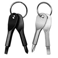 2pcs Herramientas De Reparación Multifuncionales En Forma De Llave Con Bolsillos Portátiles EDC Para Exteriores Phillips Slotted Destornillador De Cadena De Hierro Fundido - details 1