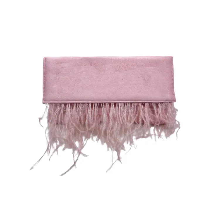 Bolso de Fiesta Bolso plano sobre de Mano Antelina Solapa con Plumas - 1