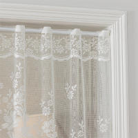 Cortinas Blancas De Encaje Transparente Con Flores Para Cocina Y Ventanas Pequeñas Con Ojo De Banda Para Decoración Del Hogar - details 5