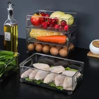 Organizador De Cajones Transparente Almacenamiento Para Frutas Alimentos Cosméticos Joyas Jars Piled up En El Frigorífico - details 4