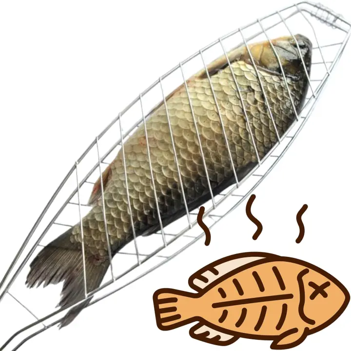 BRICOGAMO Parrilla Barbacoa Pescado Canasta Asado BBQ | Portátil y Plegable - 1