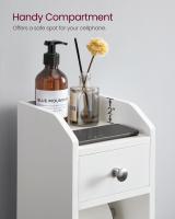 Armario de baño blanco multifuncional con portapapel higiénico, incluye estante ajustable y patas a prueba de agua, ideal para espacios pequeños - details 4