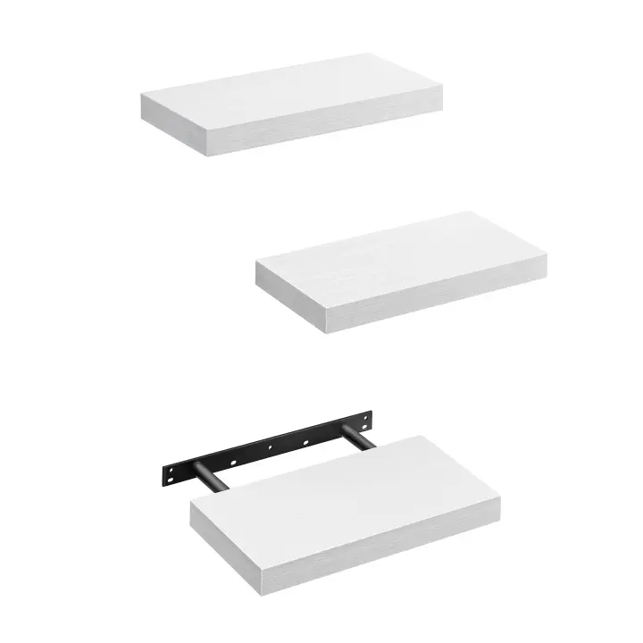 VASAGLE Estante de Pared, Estante Flotante, 20 x 40 x 3,8 cm/20 x 60 x 3,8 cm/20 x 80 x 3,8 cm, Balda de Pared para Marcos de Fotos, Decoración, para Salón, Estudio, Cocina, Blanco Arce - 1