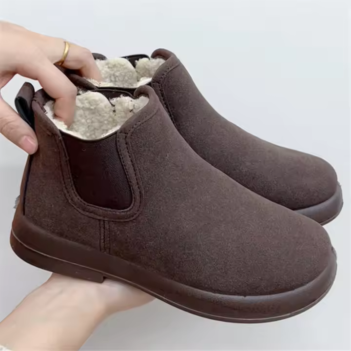 Botas Cortas Para Mujer Invierno Comodidad Transpirables De Cuero Sintético Antideslizantes Botines De Madre Calientes Y Seguras - 1