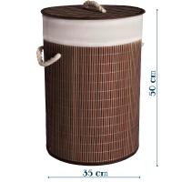 AWIKU Cesto Plegable Redondo de Bambú para Ropa Sucia - 1 Compartimento - Asas - Tapa - Bolsa Extraíble y Lavable - Pongotodo - Ligero - 50 X 35 Cm - details 2
