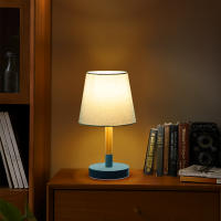 Aigostar – Lámpara de Mesa, Lámpara de Mesita de Noche Pequeña de Madera Moderna, lámpara de Noche con Tulipa de Tela Gris y Base de Metal, Portalámparas E14, Ecológica, Decorativa y Vintage - details 9