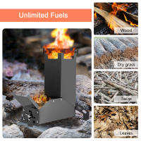 Estufa De Camping Lixada Exterior Plegable De Acero Inoxidable Para Tienda De Campaña Rocket Stove Multiusos Para Madera - details 3