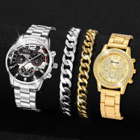 Juego De 4 Relojes Para Mujer En Oro Y Plata Con Diamantes Y Dial Romano Moda Reloj De Cuarzo Con Pulsera De Diamantes - details 0