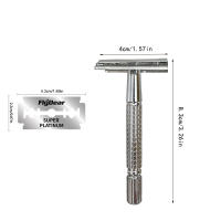 Afeitadora De Acero Inoxidable Doble Cara Para Hombres Con Hoja Afilada Reemplazable Antiguo Estilo Adecuada Para El Pelaje - details 3