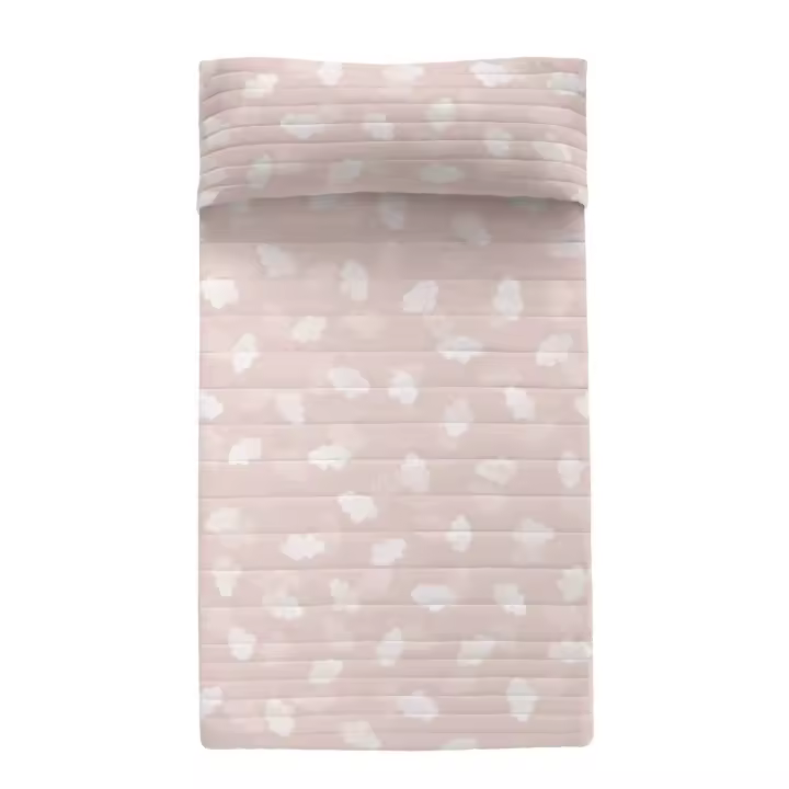 Happyfriday- Clouds pink Colcha, Colchas infantiles 100% Algodón (exterior) 100% Poliéster (relleno), calidad de 150 TC, Fabricado en España - 1