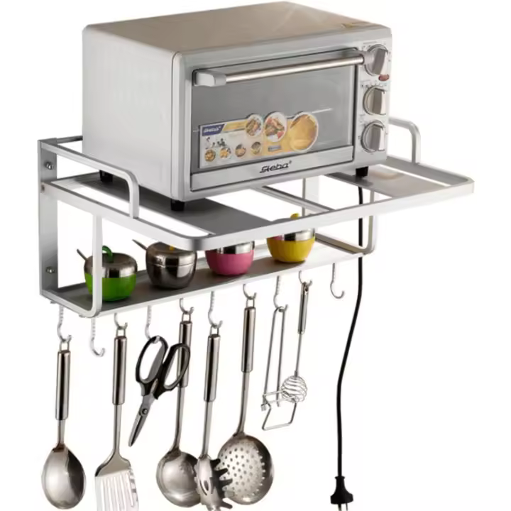 Estante para microondas, almacenamiento de cocina montado en la pared, estante de almacenamiento montado en la pared - 1
