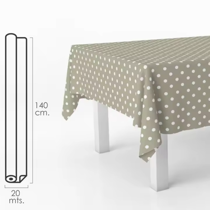 Oryx Mantel Antimanchas Hule Rollo 140 Cm. X 20 Metros. Topos Beige - Impermeable y Antimanchas - 1