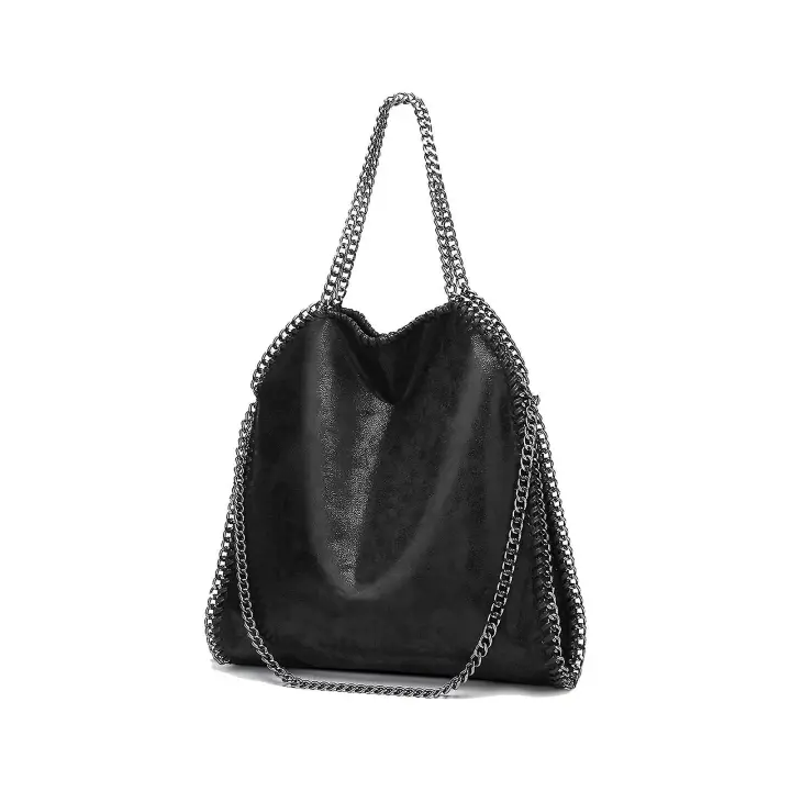 Womens Handbags Soft Leather Fashion Designer Top-handle Casual Pocket Ladies Tote Portable Chain Large Shoulder Bags Black - 1