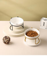 Tazón De Cerámica Para Gatos Y Perros 500ML Con Soporte Elevado Alimentos Y Agua Dispensador Accesorios Para Gatos Tazón Doble De Forma Redonda - details 1