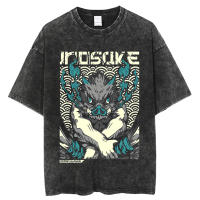Camiseta Harajuku Demon Slayer Gráfico Vintage Oversize Para Hombres Y Mujeres Camiseta De Anime Lavada Para Calle Tees Verano Cuello Redondo Manga Corta Material Algodón - details 2