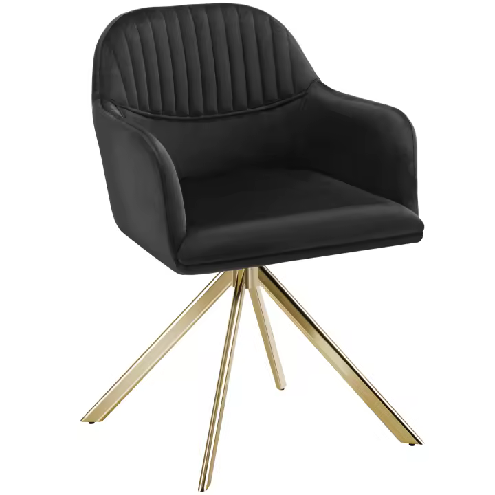 Tectake - Silla de comedor giratoria de terciopelo LONA 56 x 59 x 81 cm, Acolchado grueso, Respaldo continuo, Amplio asiento con reposabrazos, Patas de acero giratorias 360º, Silla dormitorio, Butacas de salón, Silla de comedor Nórdica - 1