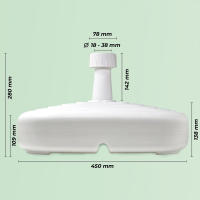 Base de Sombrilla XXL 45x45x14 cm, Rellenable hasta 25 kg - Rosca Universal Ajustable 18-38mm, Plástico Resistente UV, Ideal para Playa/Jardín/Piscina, Estabilidad en Vientos Fuertes, Asa Ergonómica Incluida - details 5