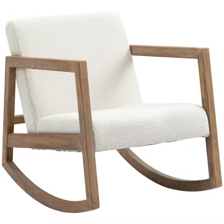 HOMCOM Mecedora Tapizada en Borreguito Silla Mecedora con Patas de Madera de Caucho y Reposabrazos Mecedora para Lactancia Carga 150 kg para Dormitorio Salón Gris - 1