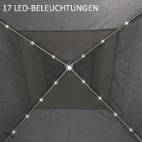 Gazebo de viaje para Exterior 3,3x3,3 M Gazebo plegable con USB LED plegable con Paredes laterales de Malla, Sol resistant Canvas Oxford gris, perfecto para Fiesta en El Jardín - details 4