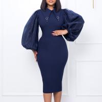 Vestido Elegante Para Oficina Para Mujer Profesional Con Cuello En V Y Diamantes Ajustado Silueta De Saco Midi Formal Vestido De Trabajo - details 27