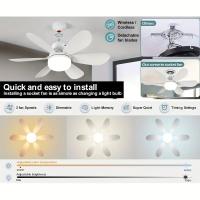 Ventilador de techo con luz y mando a distancia, ventilador de techo luz con ventilador silencioso, E27, color y velocidad regulables, temporizador, 6 aspas para dormitorio (42 cm) - details 2