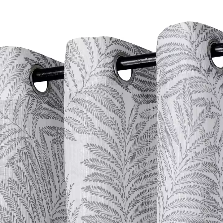 Meishida - Cortina Elegance Decorativa con Patrón Floral Blanco - Semiopaca para Salón y Dormitorio, 140x260 cm, Pack de 2 - 1