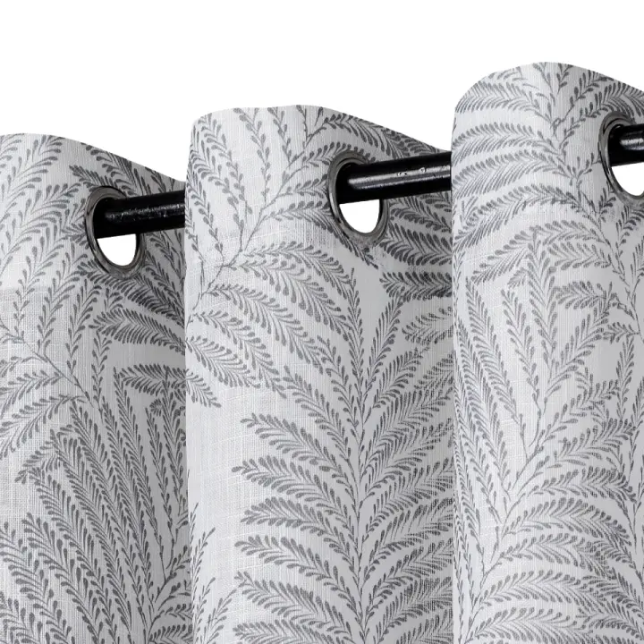 Meishida - Cortina Elegance Decorativa con Patrón Floral Blanco - Semiopaca para Salón y Dormitorio, 140x260 cm, Pack de 2 - 1