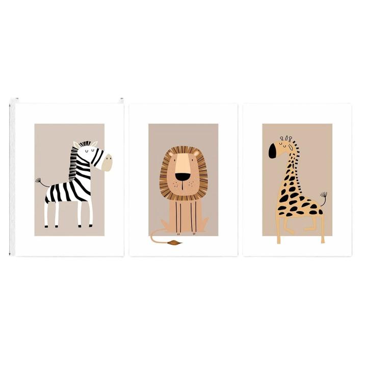 Set De 3 Pósters De Animal Bohemio Para Niños Decoración De Habitación Infantil Con Impresiones De Giraffa Zorro Y León Arte Sin Marco Para Decoración De Paredes De Niños