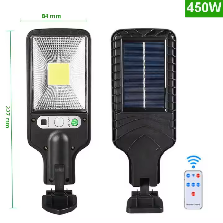 Lámpara De Calle Solar Con Sensor De Movimiento Y Reflector LED COB 108 IP65 Impermeable Luz Exterior Inducción Humana Spot Luz De Pared - 1