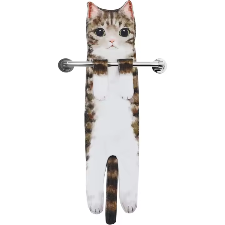 Divertidos Gatos Toalla de Mano-Decoración Gato Toalla Colgantes para Baño Trapos de Cocina-Animal Absorbente suave Toallas-regalos Graciosos Para Originales Mujer Amantes de Los Gatos-Atigrado - 1