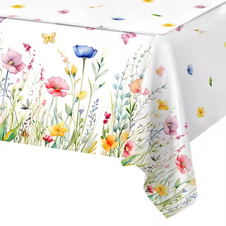 Mantel Desechable Floral De Mariposa Para Primavera Verano Y Fiestas De Cumpleaños Boda Y Navidad Decoración De Comedor Moderna De Poliéster 100% Rectangular - 1