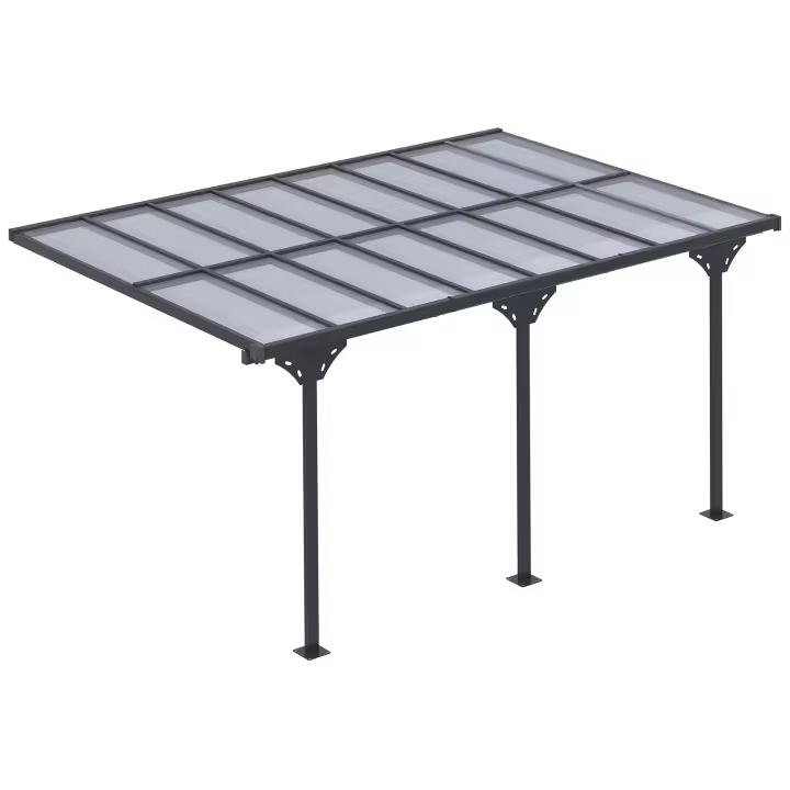 Outsunny Carpa Pérgola 4 x 3 m Pabellón de Jardín Carpa con Dosel 231-250 cm Altura Regulable Protección Solar Terraza Techo Pabellón Aluminio Gris - 1