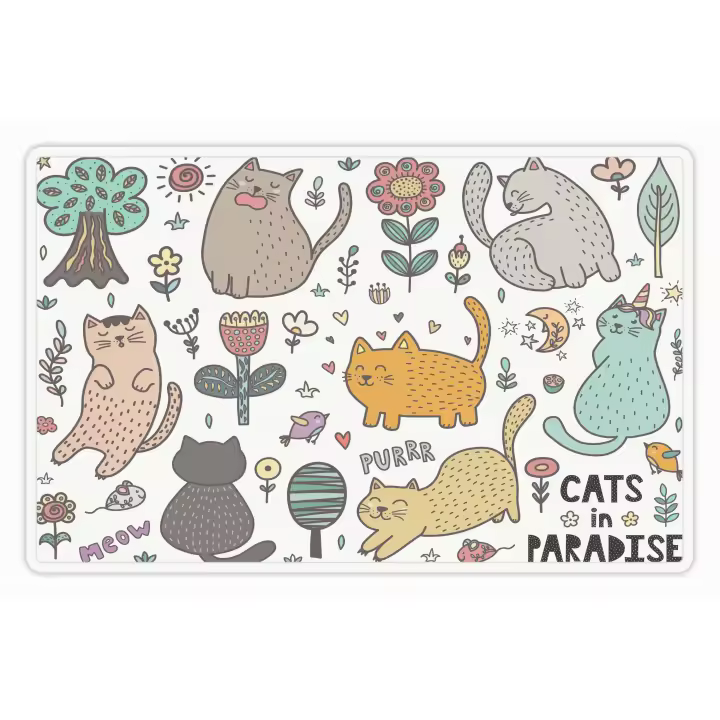 VINILIKO, Alfombra de vinilo mascotas , Cats in Paradise 48x75 cm - 1