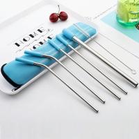 Juego De 7 Piezas De Tenedores De Acero Inoxidable Ecológico Con Toppings De Silicona Cepillo De Limpieza Y Bolsa De Almacenamiento Accesorios Para Beber Reutilizables - details 3