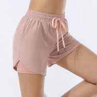 Shorts Deportivos Sueltos Para Mujer Cintura Alta Antideslizante Doble Capa Secado Rápido Entrenamiento Fitness Running - details 4
