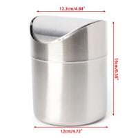 Bandeja De Papelera De Acero Inoxidable Mini 1.5L Con Tapa Giratoria Para Escritorio Y Cocina Ecológica Y Duradera - details 4