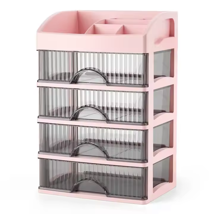 Caja De Almacenamiento Para Joyas Y Maquillaje Gran Capacidad Organizador De Escritorio Multifuncional Transparente Con Múltiples Capas - 1