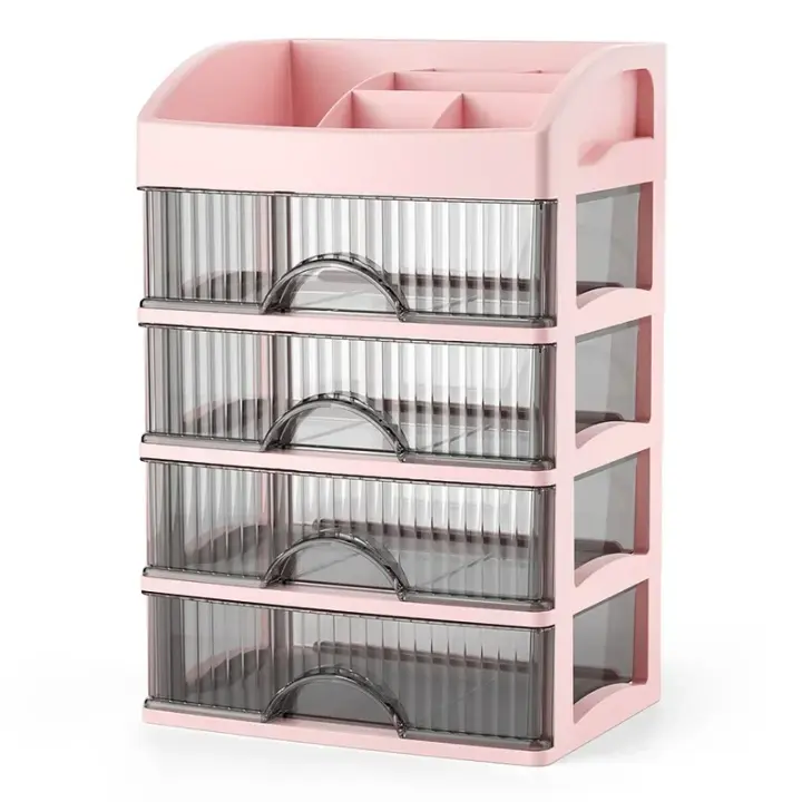 Caja De Almacenamiento Para Joyas Y Maquillaje Gran Capacidad Organizador De Escritorio Multifuncional Transparente Con Múltiples Capas - 1