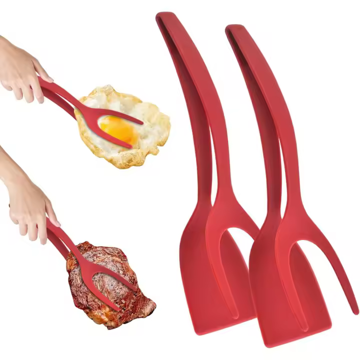 2 piezas de aleta de huevo frito, espátula de panqueque resistente al calor, pan de panqueque de pescado barbacoa filete para la cocina del hogar herramienta de cocina (rojo) - 1