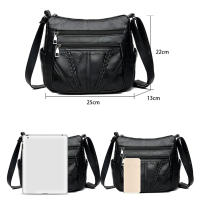 Bolso De Hombro Para Mujer Estilo Casual Gran Capacidad Bolsos Mensajero Color Sólido Negro Bolso De Mano De Viaje Cruzable - details 7