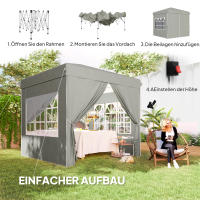 Cenador 2,5x2,5 m, resistente a Agua y al frío pop up plegable con Protección UV 50 +, Tienda plegable de Jardín with 4 bolsos laterales gazebo de Jardín Para camping, gris Claro - details 2